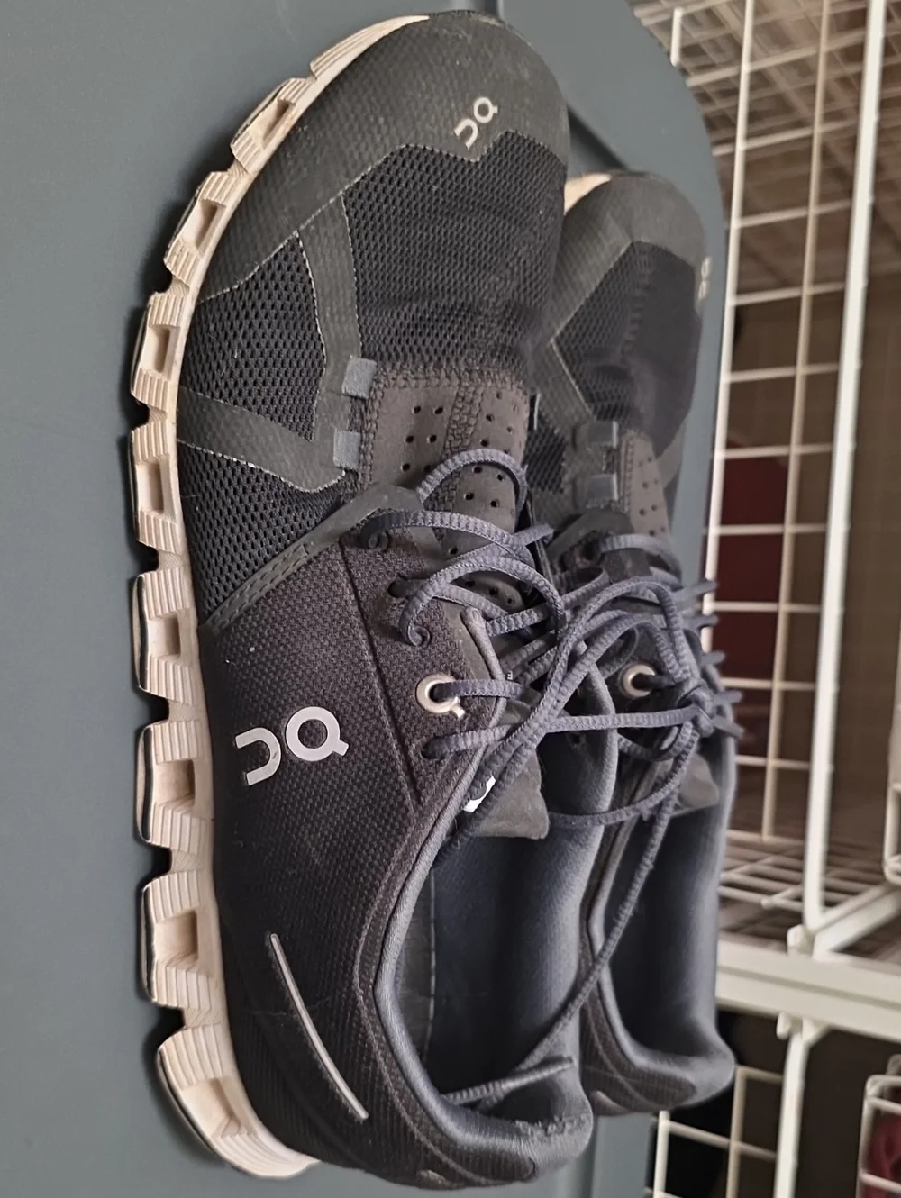 On Running Men’s Black Athletic Shoes with Light Beige Sole